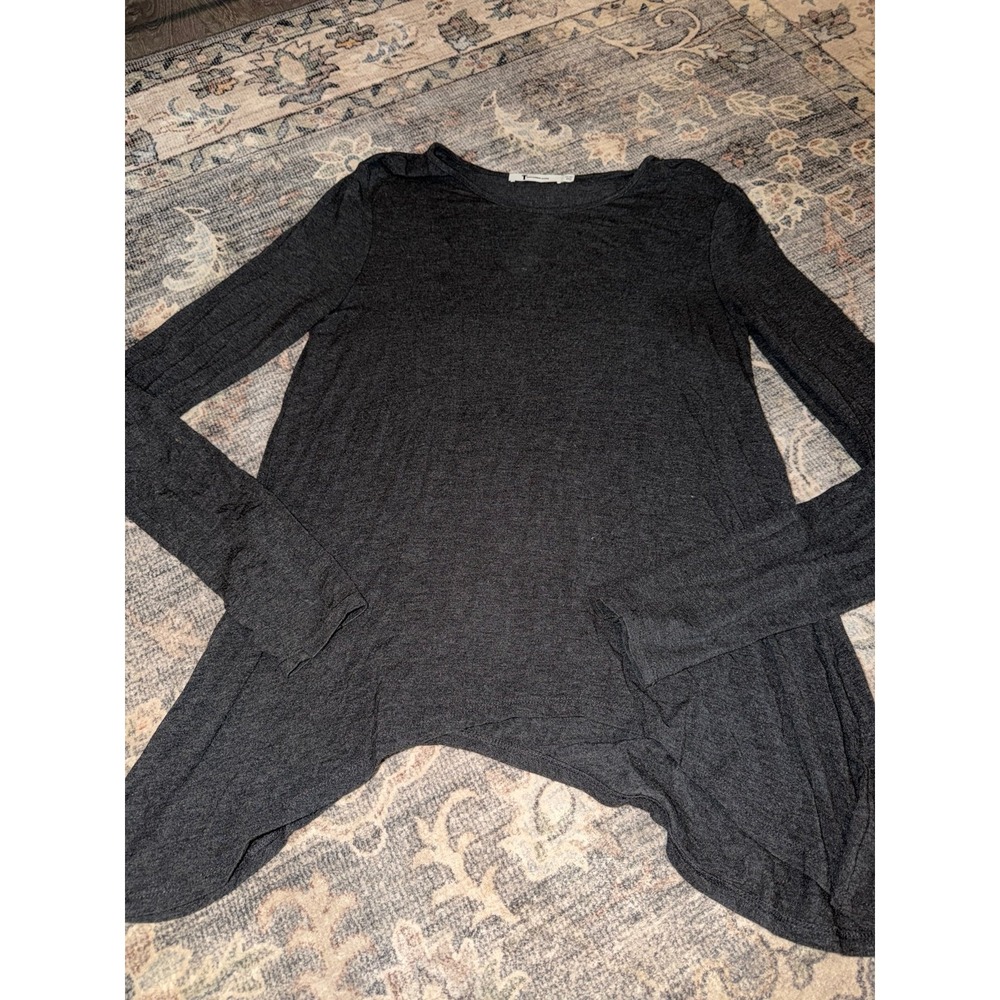 T by Alexander Wang Drape Long Sleeve Top Gray
